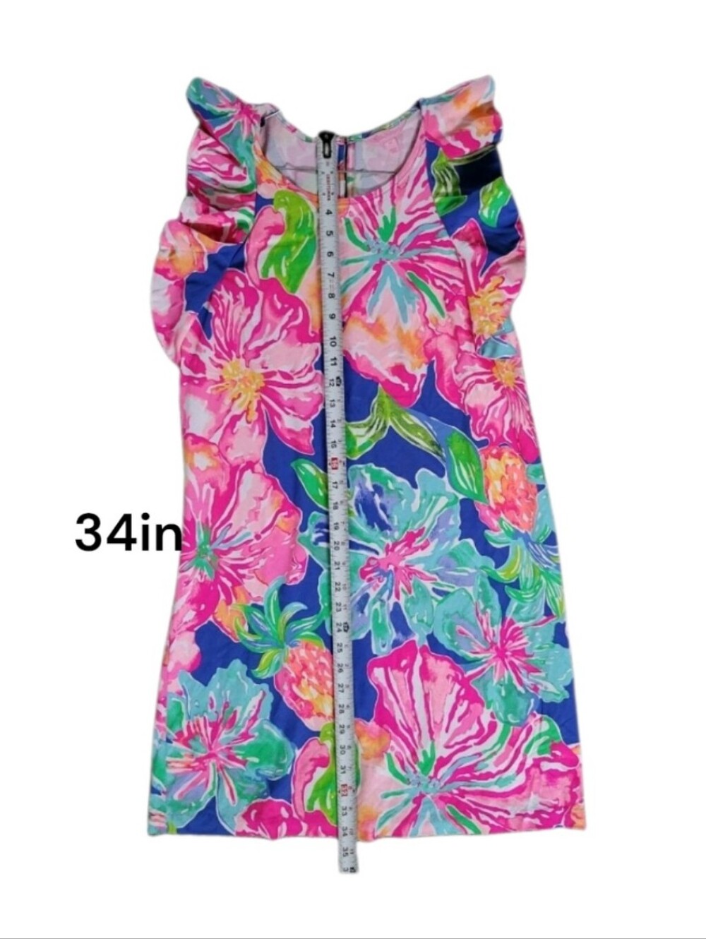 Lilly Pulitzer Utopia Esmeralda Tropical Flower Dress Pink Blue Women Medium - Picture 8 of 9